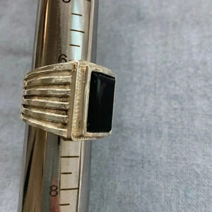 Black onyx sterling silver ring